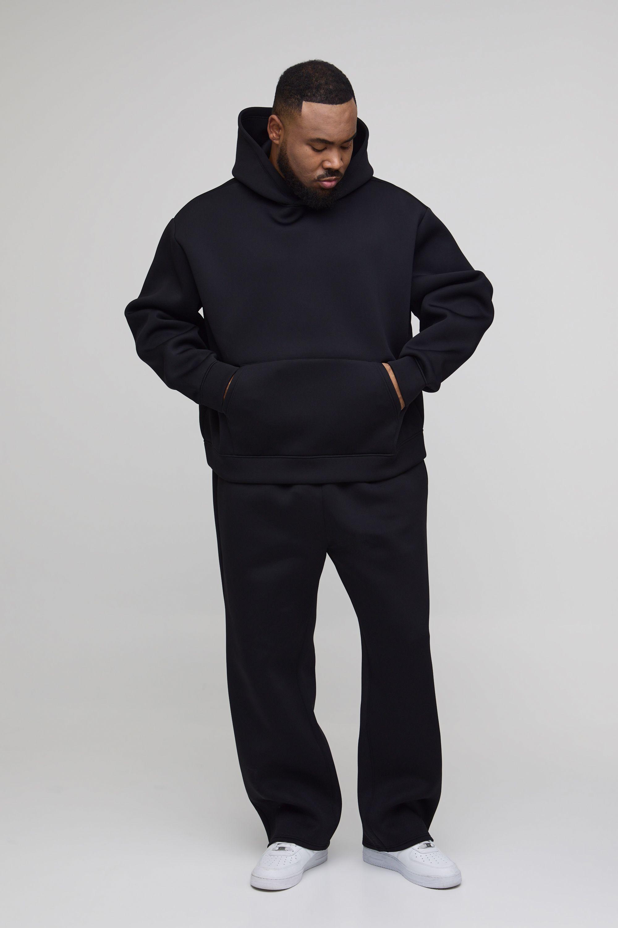 Plus Oversized Boxy Bonded Scuba Hoodie & Oversized Jogger Tracksuit by BOOHOOMAN