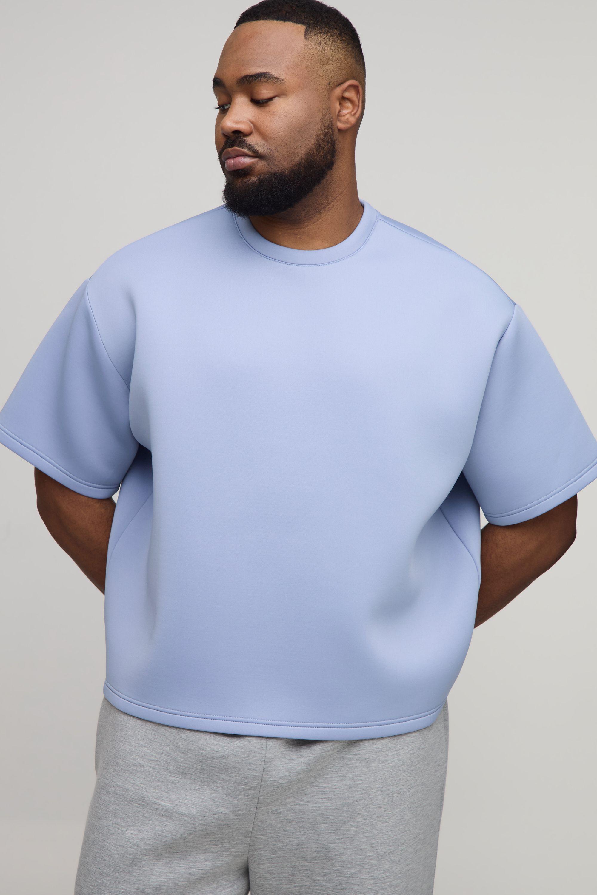 Plus Oversized Boxy Bonded Scuba T-Shirt by BOOHOOMAN