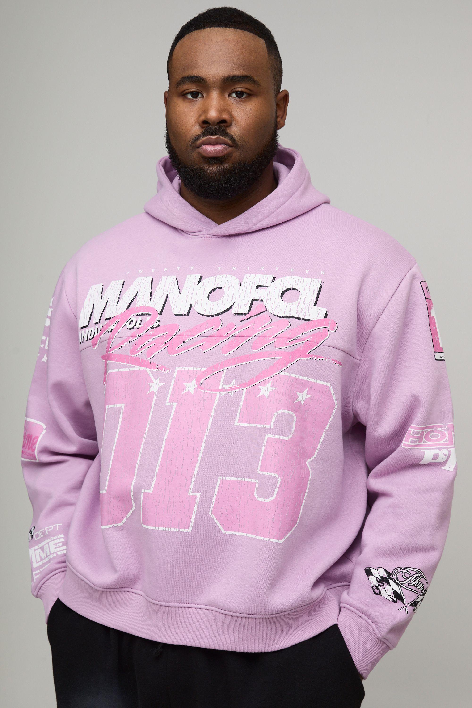 Plus Oversized Boxy Large Scale Moto Hoodie by BOOHOOMAN