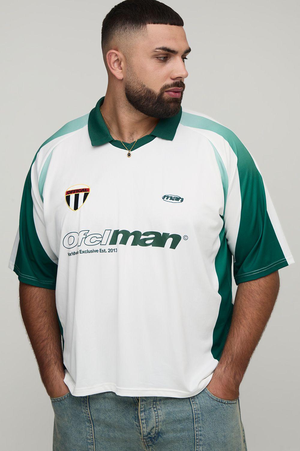 Plus Oversized Boxy OFCLMAN Moto Panel Sports Top by BOOHOOMAN