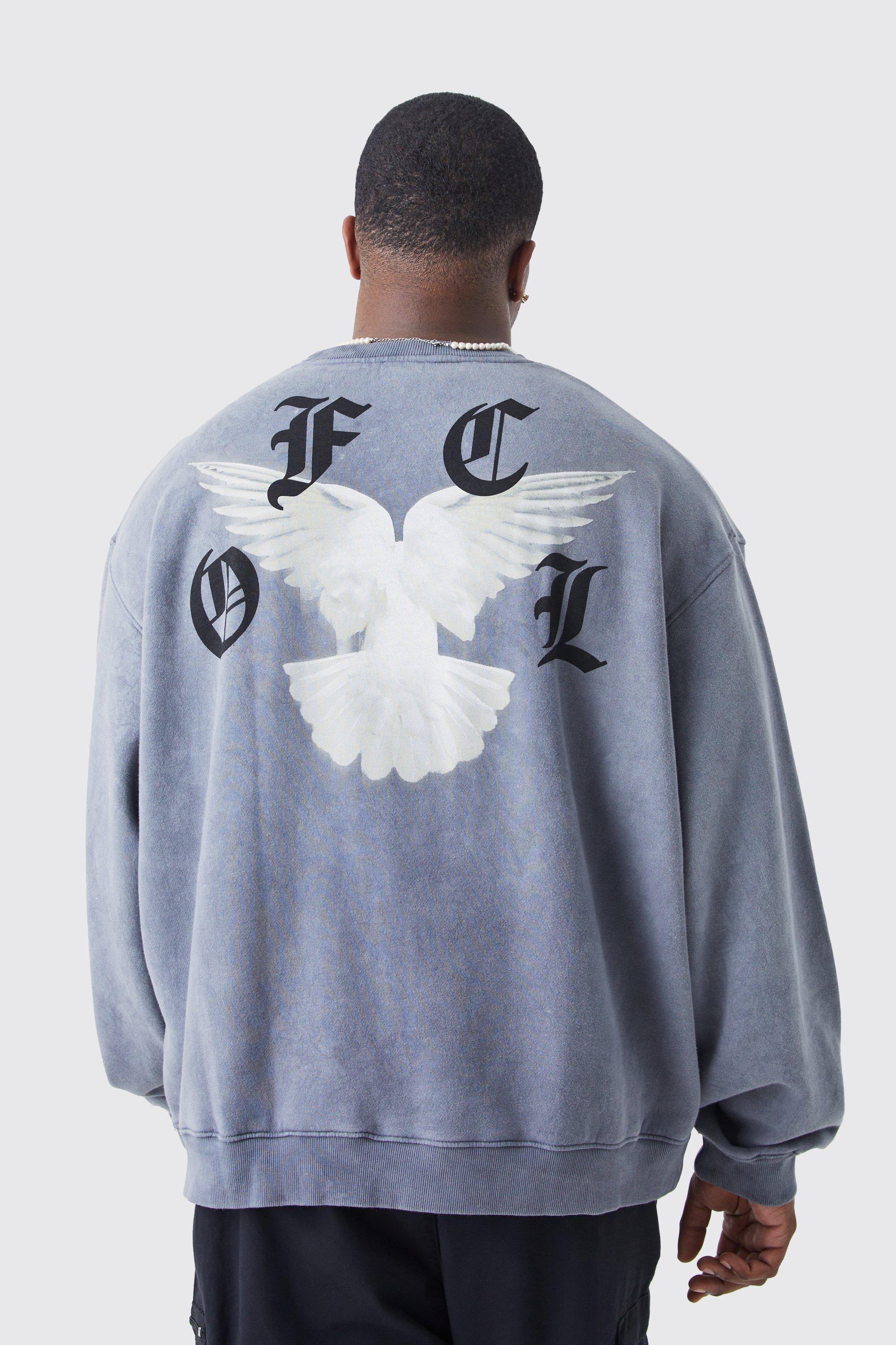 Plus Oversized Boxy Washed Graphic Sweatshirt by BOOHOOMAN