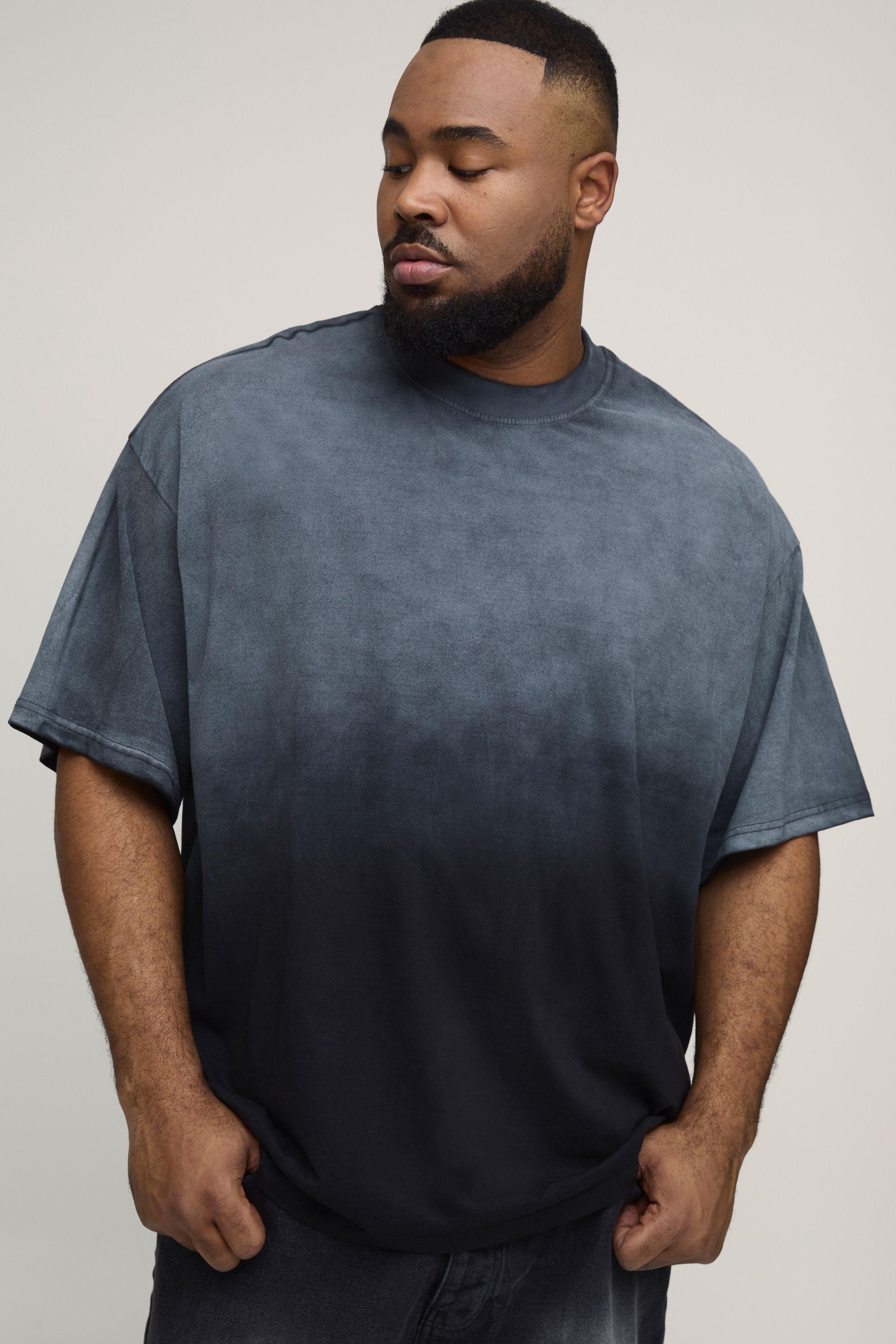 Plus Oversized Extended Neck Heavy Weight Spray Wash T-shirt by BOOHOOMAN