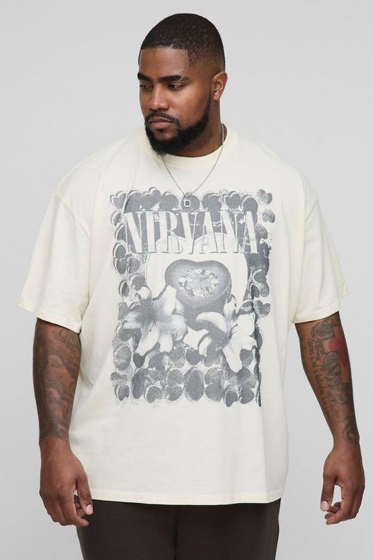 Plus Oversized Nirvana License Print T-Shirt by BOOHOOMAN