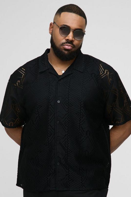 Plus Oversized Official Homme Embroidered Crochet Shirt by BOOHOOMAN