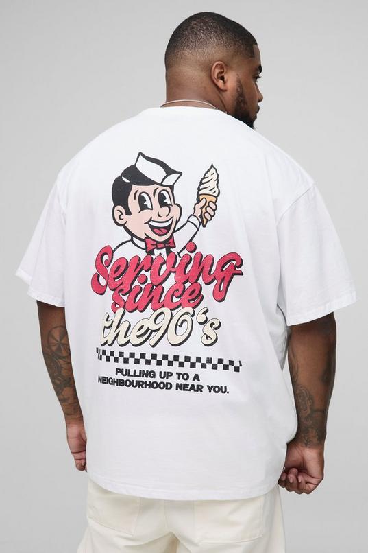 Plus Oversized Retro Serving Since The 90's Print T-Shirt by BOOHOOMAN
