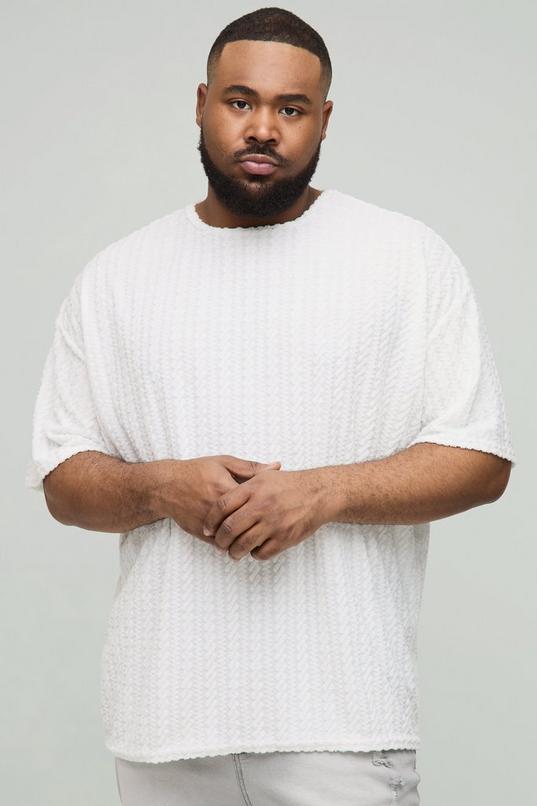 Plus Oversized Towelling Jacquard T-Shirt by BOOHOOMAN
