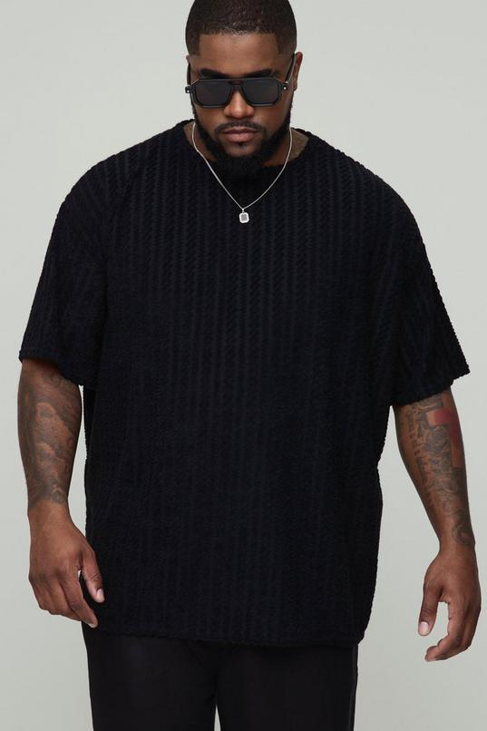 Plus Oversized Towelling Jacquard T-Shirt by BOOHOOMAN