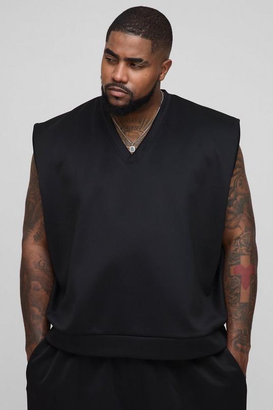 Plus Oversized V-Neck Scuba Vest by BOOHOOMAN