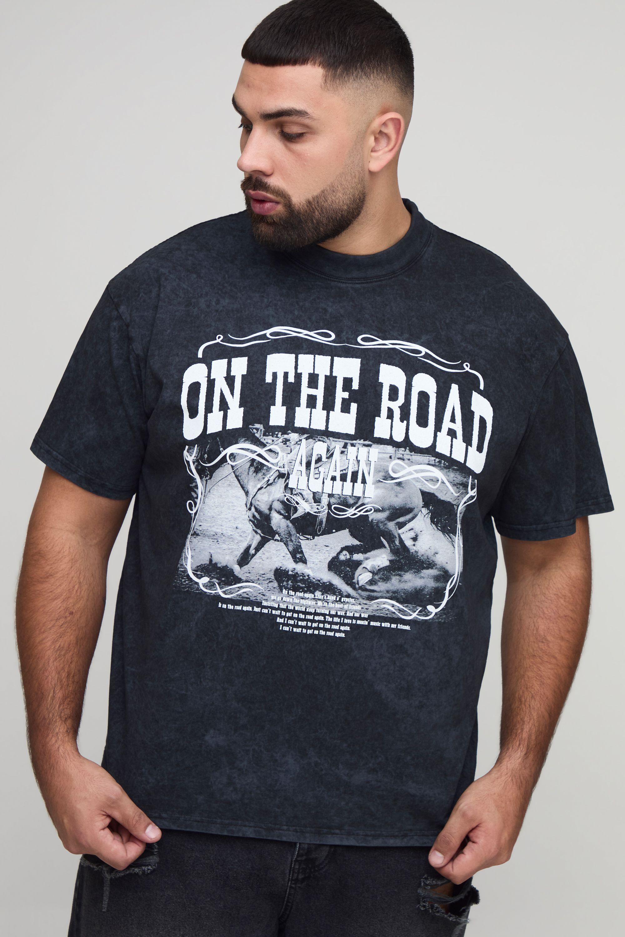 Plus Oversized Willie Nelson License Print Washed T-Shirt by BOOHOOMAN