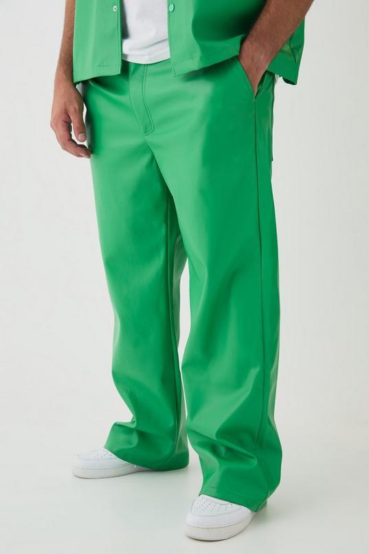 Plus PU Relaxed Fit Trousers by BOOHOOMAN