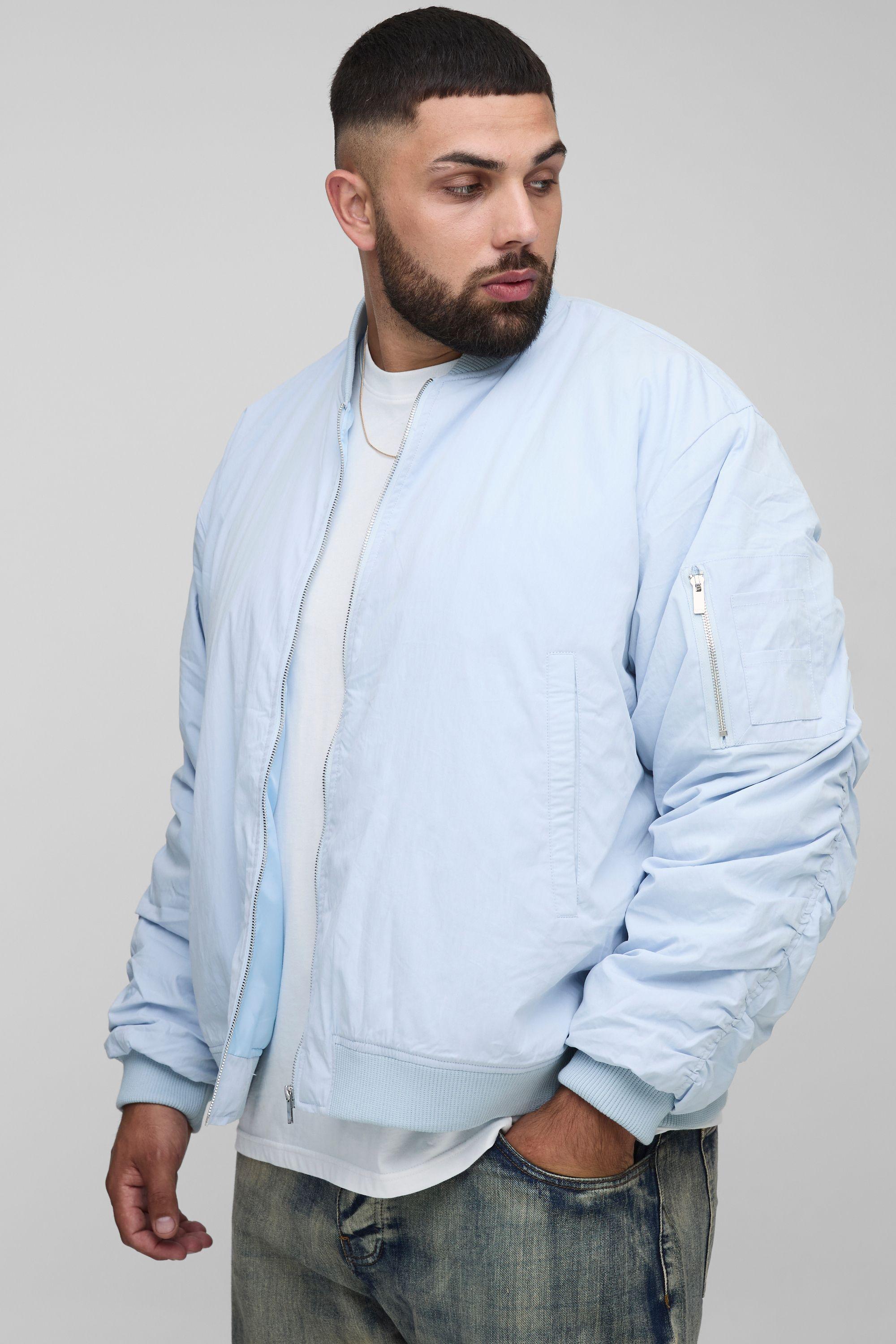 Plus Peached Embroidered MA1 Bomber Jacket by BOOHOOMAN