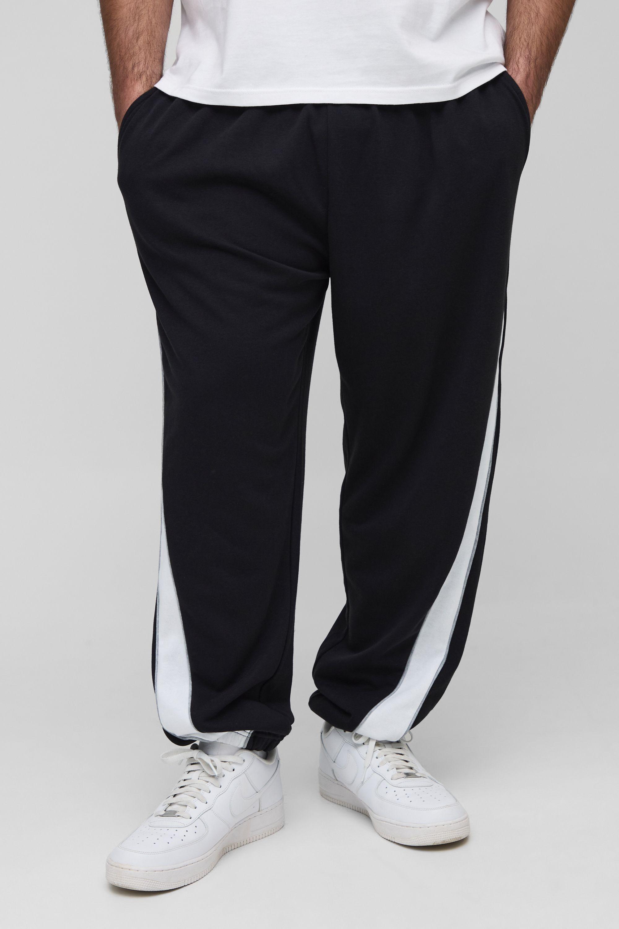 Plus Piping Detail Loopback  Oversized Gusset Joggers by BOOHOOMAN