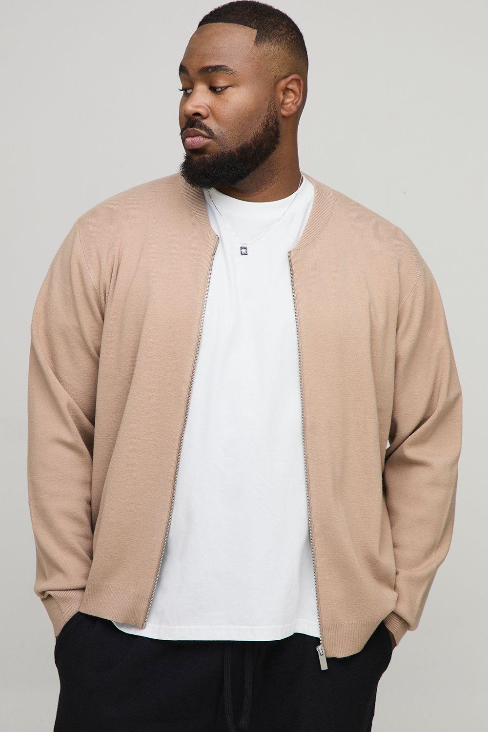Plus Regular Fit Knitted Bomber Jacket by BOOHOOMAN