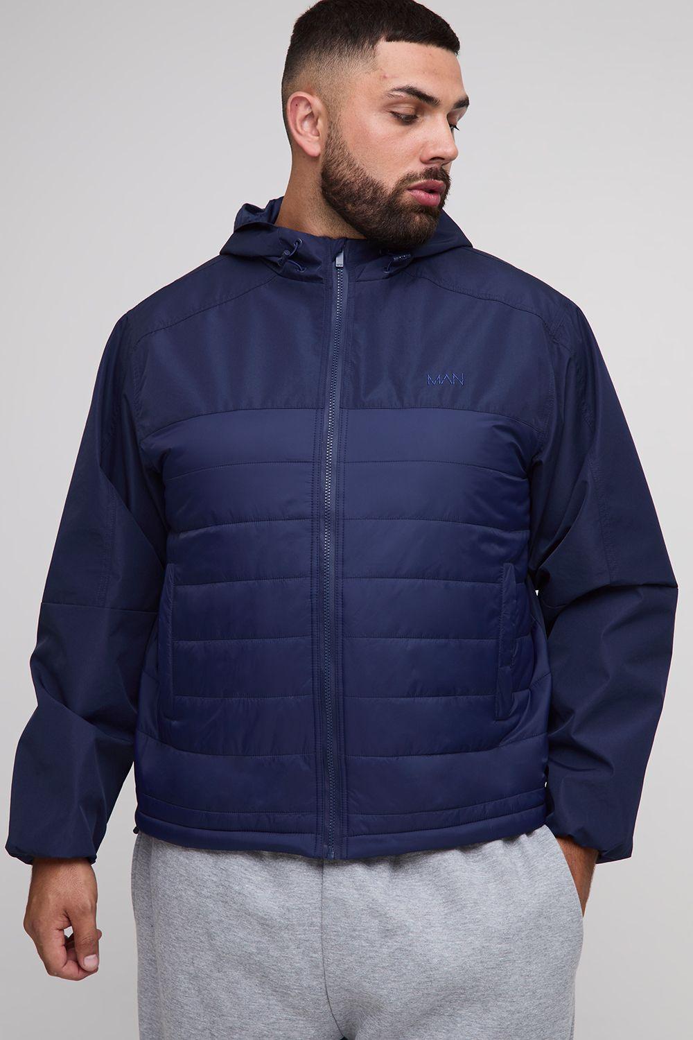 Plus Regular Fit Lightweight Quilted Hooded Jacket by BOOHOOMAN