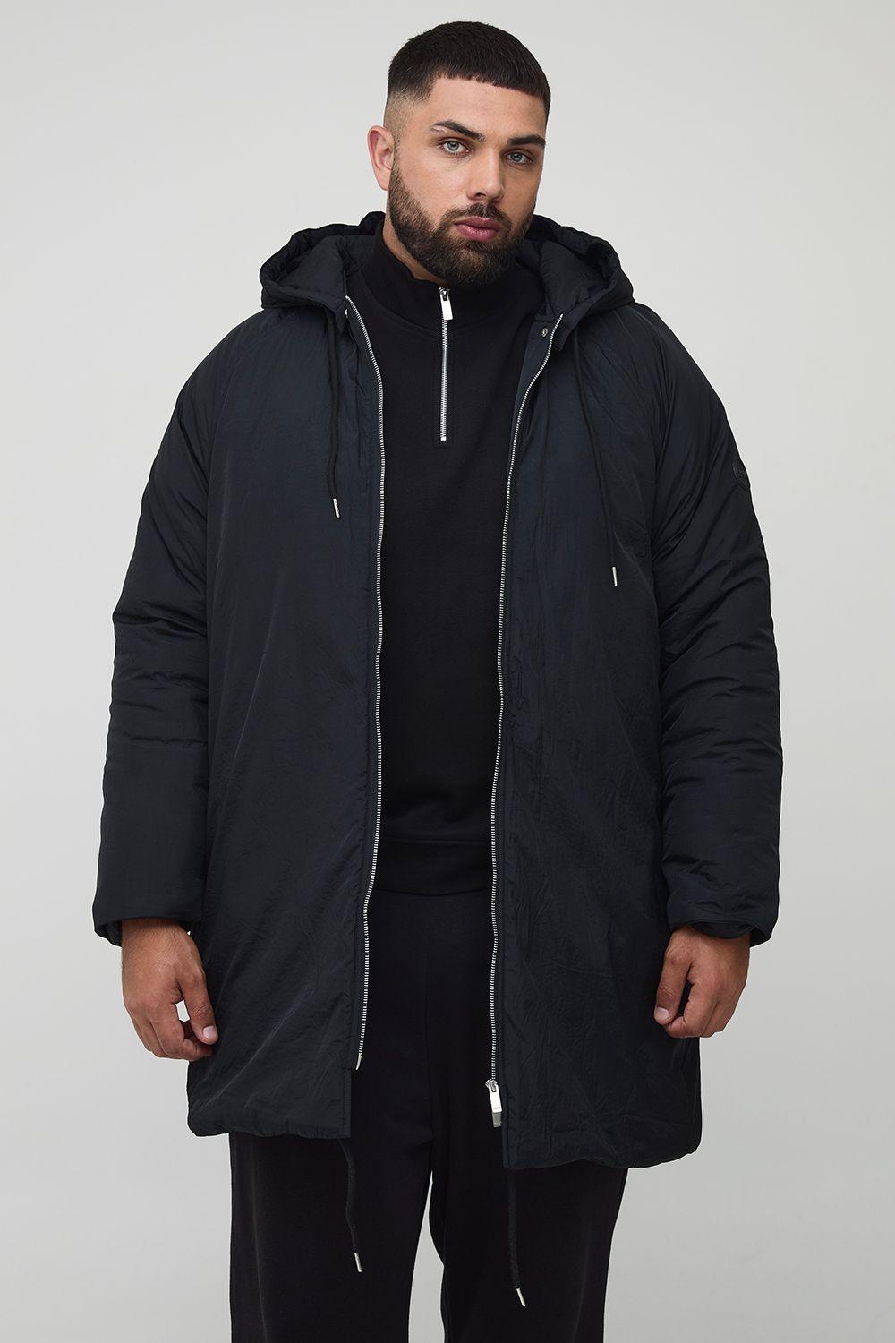 Plus Regular Fit Longline Hooded Zip Up Padded Parka by BOOHOOMAN