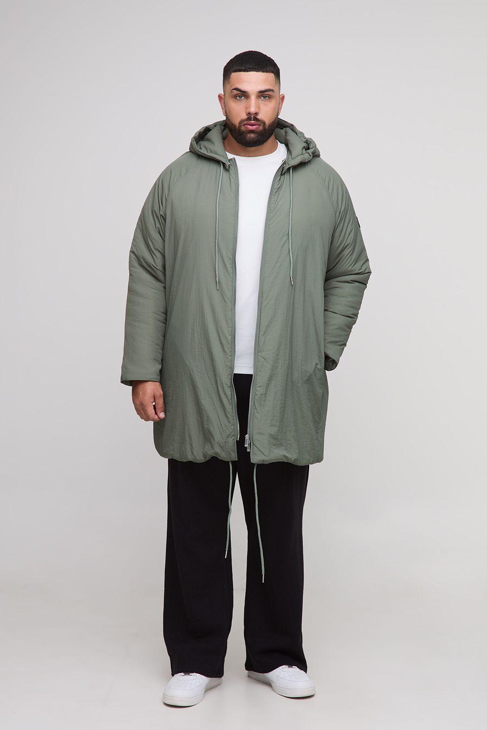 Plus Regular Fit Longline Hooded Zip Up Padded Parka by BOOHOOMAN