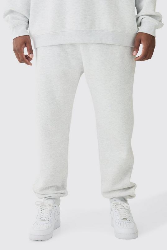 Plus Regular Fit Man Signature Joggers In Grey Marl by BOOHOOMAN