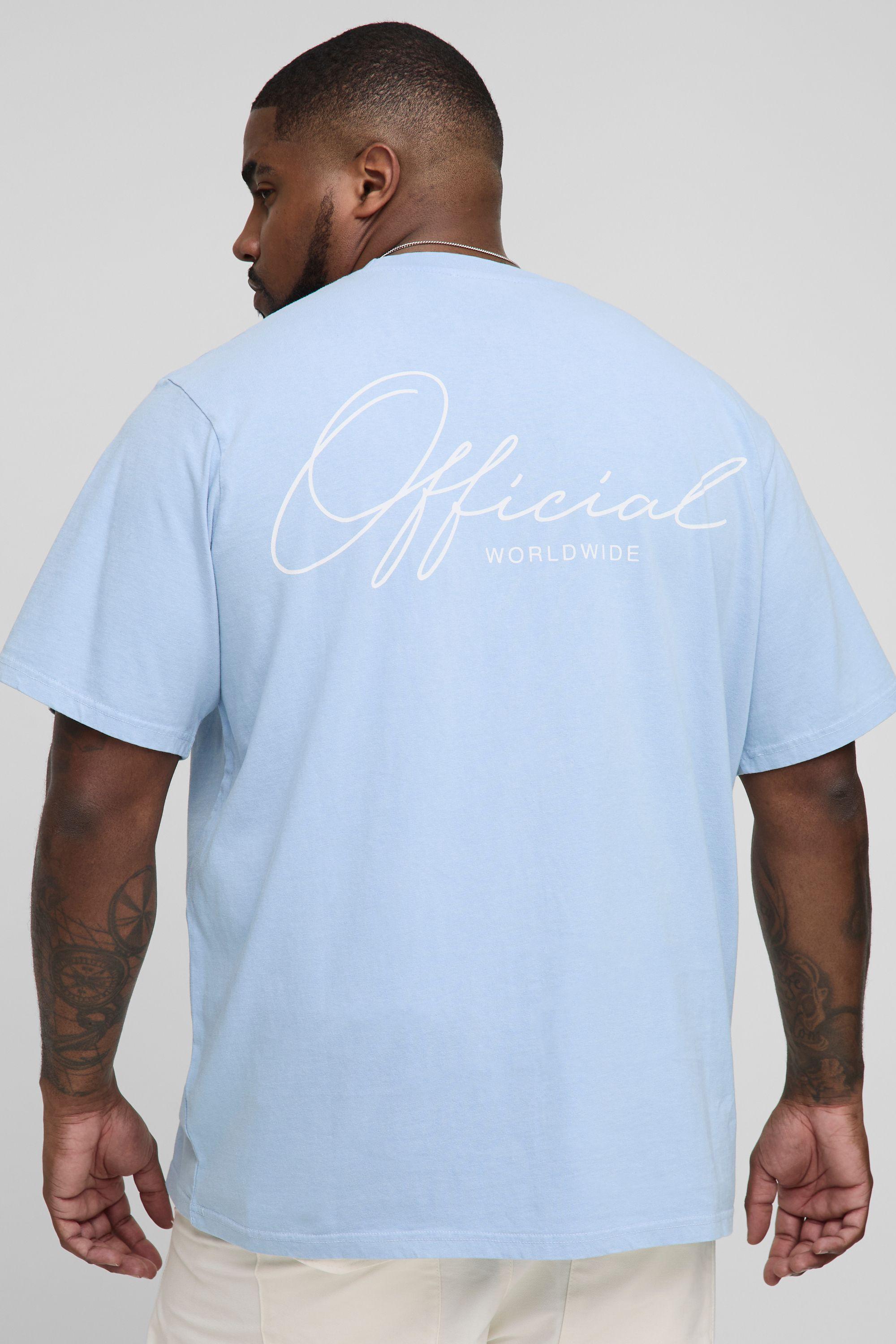 Plus Regular Fit Official Acid Wash Print T-Shirt by BOOHOOMAN