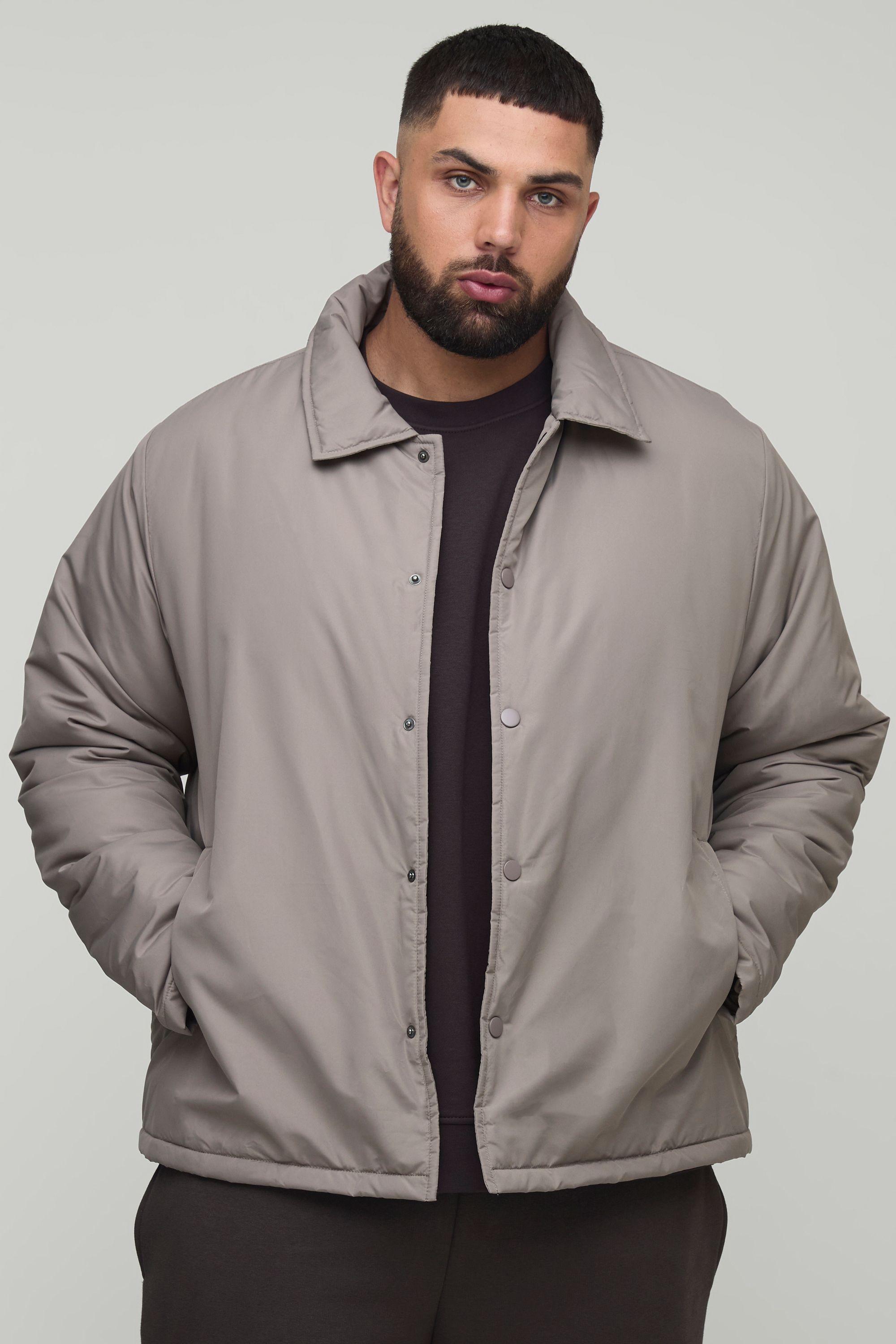 Plus Regular Fit Padded Collared Coach Jacket by BOOHOOMAN