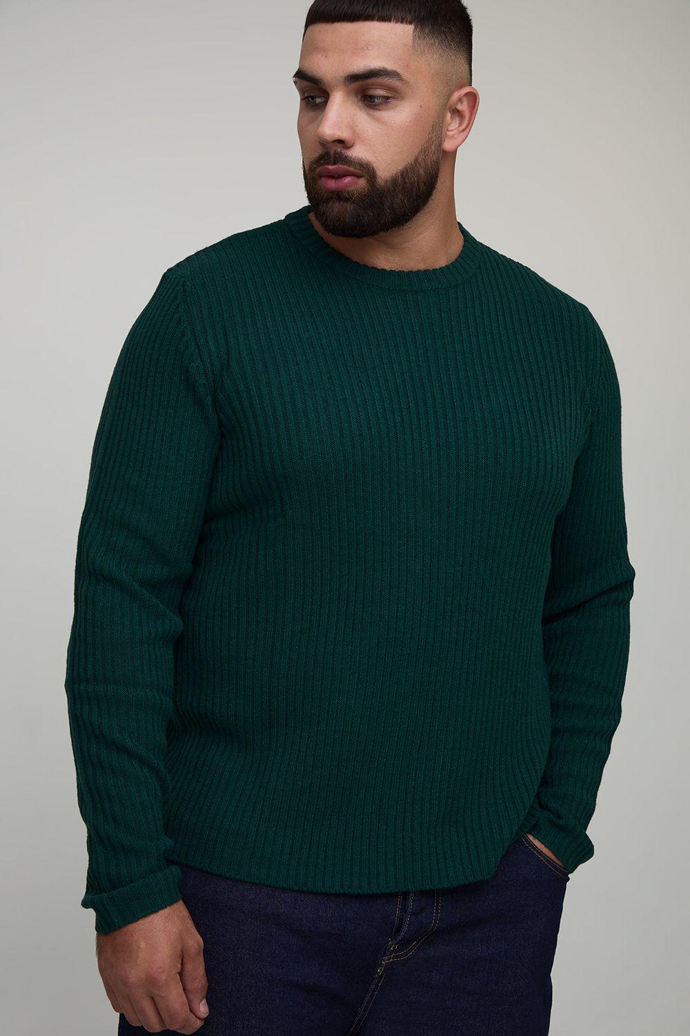 Plus Regular Fit Ribbed Knitted Jumper by BOOHOOMAN