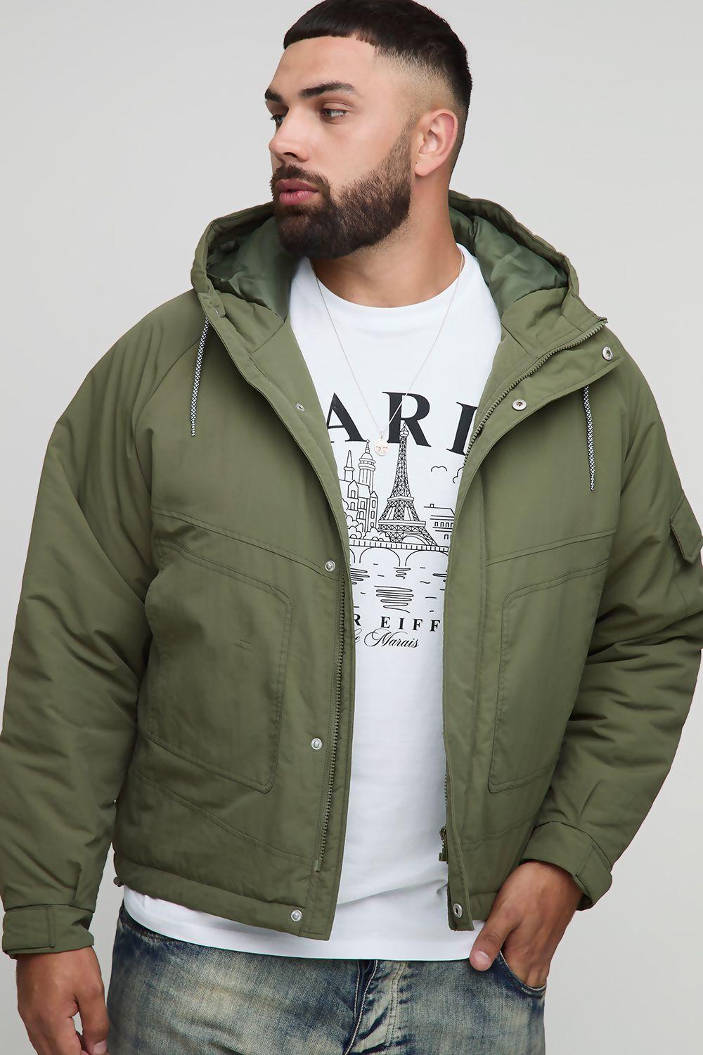 Plus Regular Fit Seam Detail Hooded Parka by BOOHOOMAN