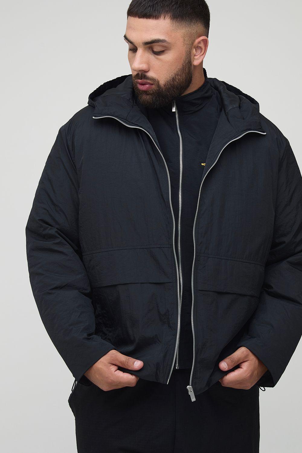 Plus Regular Fit Zip Up Hooded Windbreaker by BOOHOOMAN
