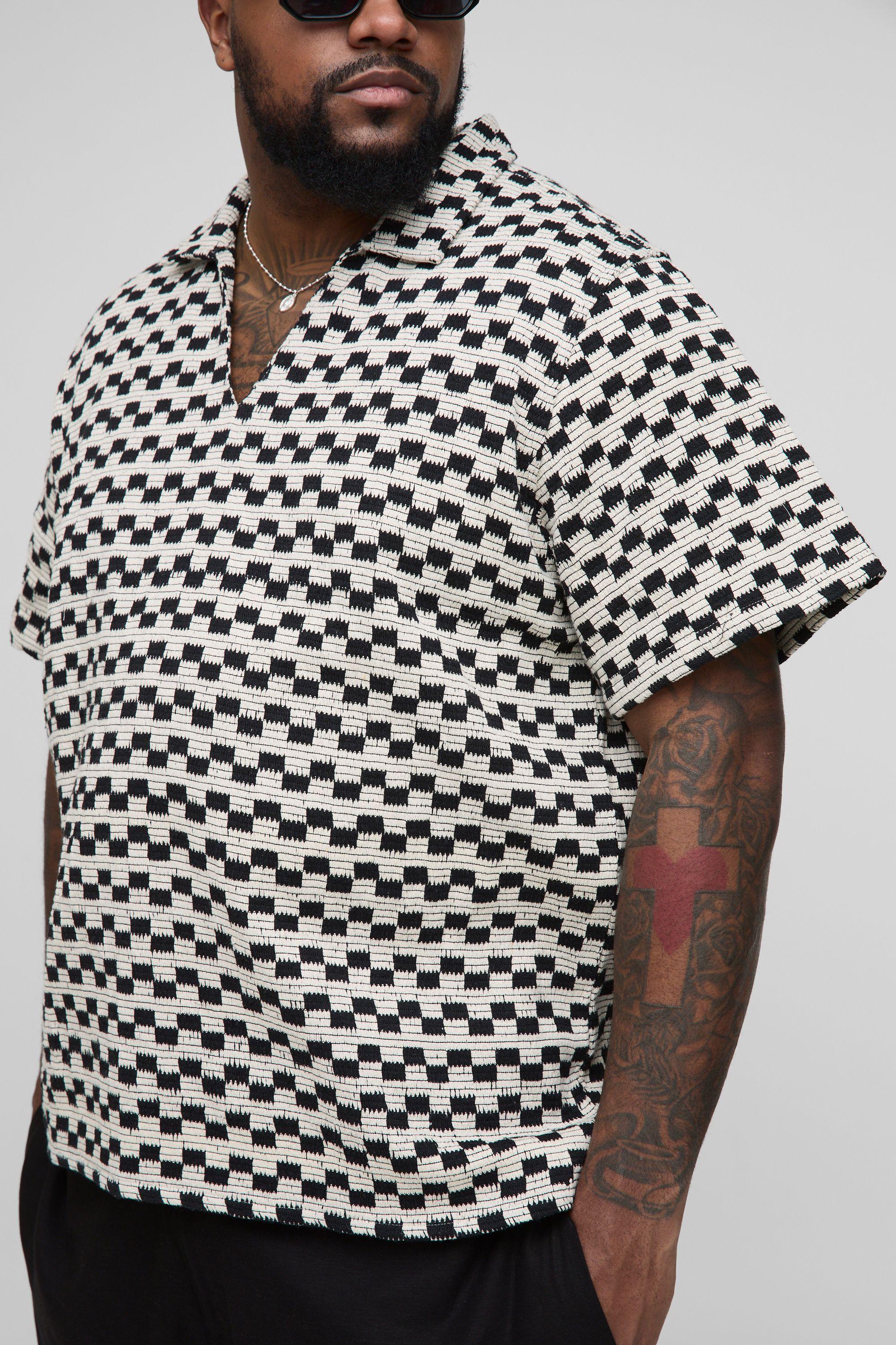 Plus Regular Overhead V-Neck Shirt by BOOHOOMAN