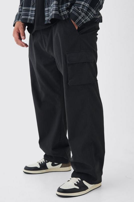 Plus Relaxed Fit Fixed Waist Cargo Trousers by BOOHOOMAN
