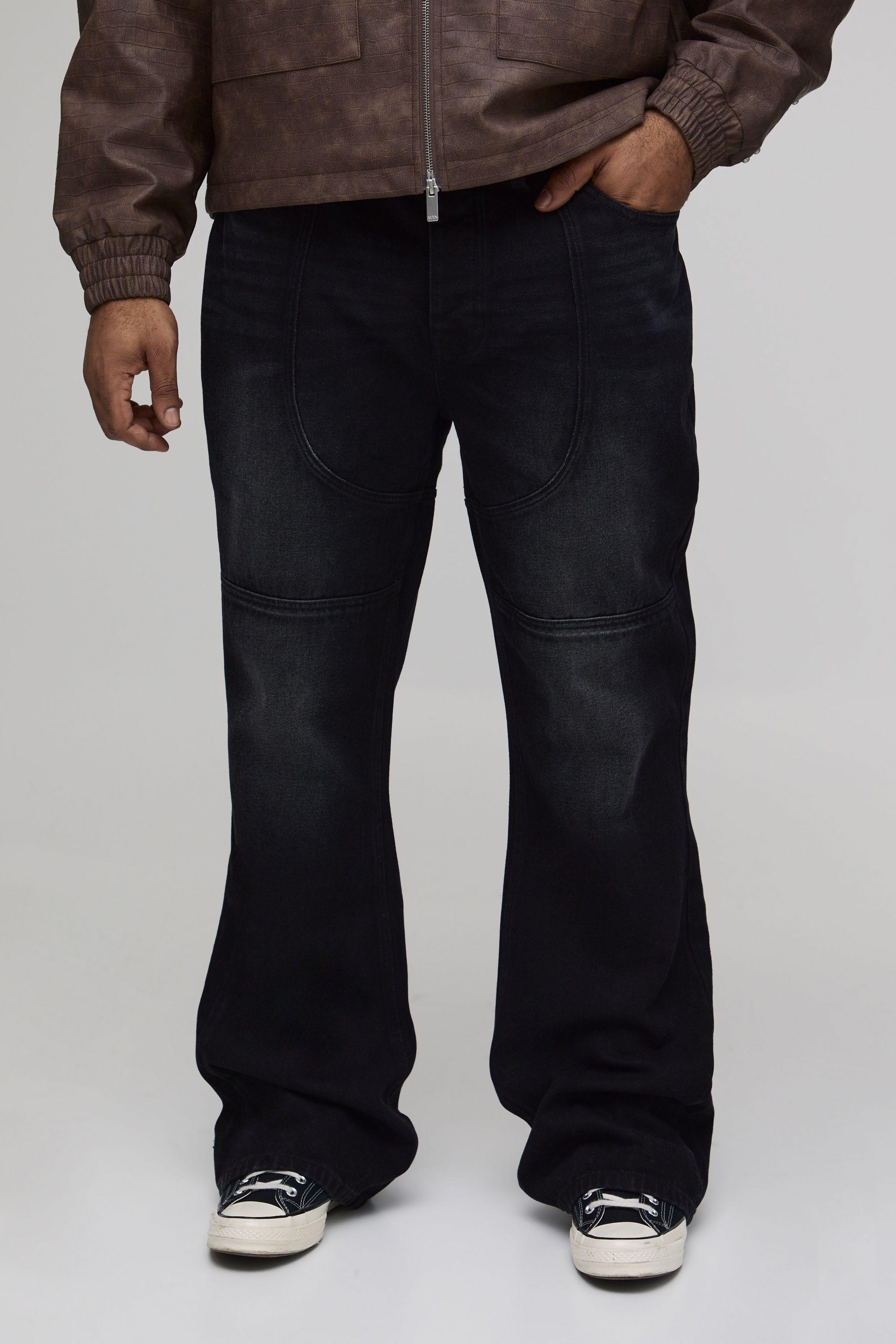 Plus Slim Stacked Flared Western Seam Detail Jeans by BOOHOOMAN