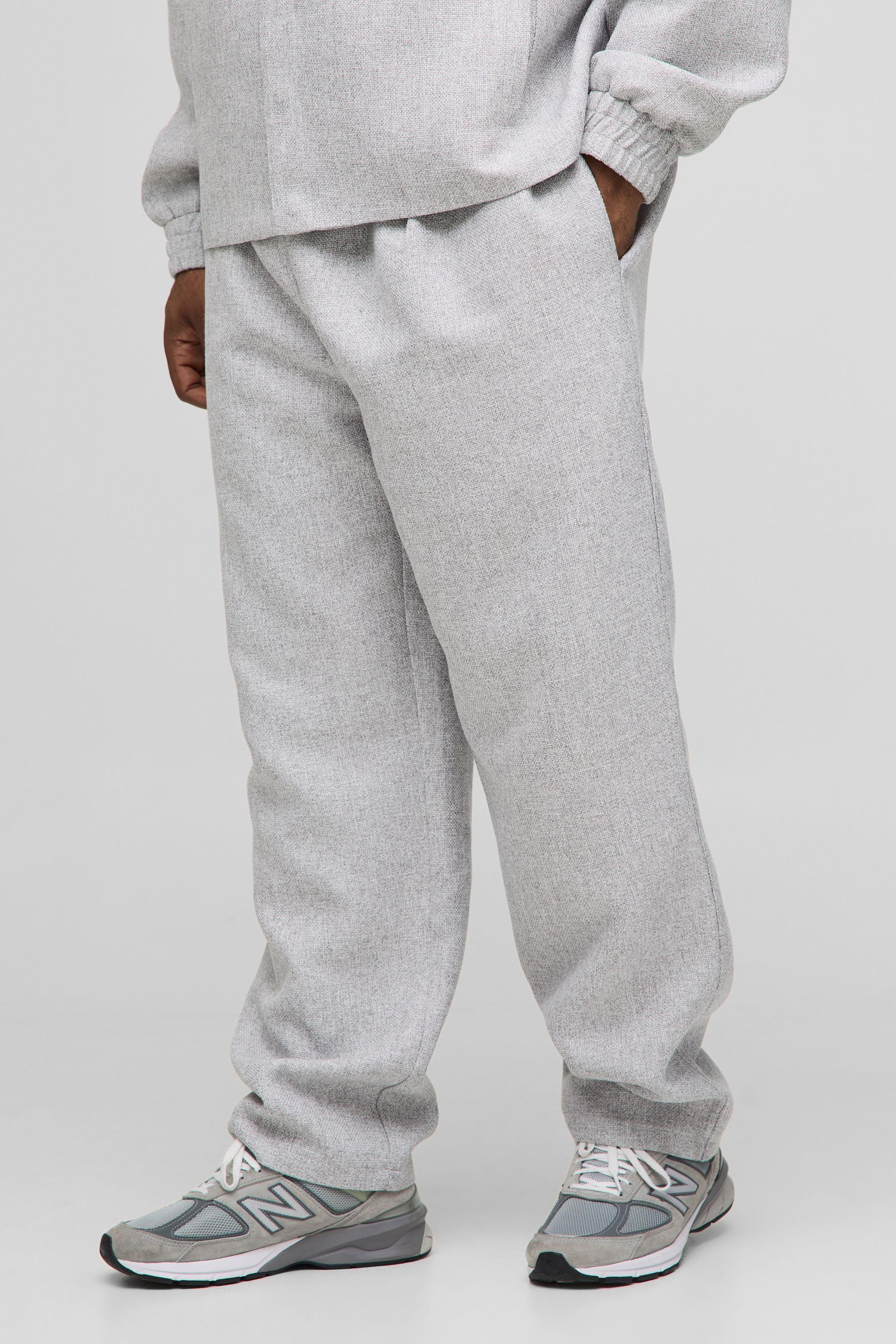 Plus Straight Leg Boucle Elasticated Waist Trousers by BOOHOOMAN