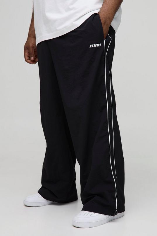 Plus Stripe Embroidered Parachute Trousers by BOOHOOMAN
