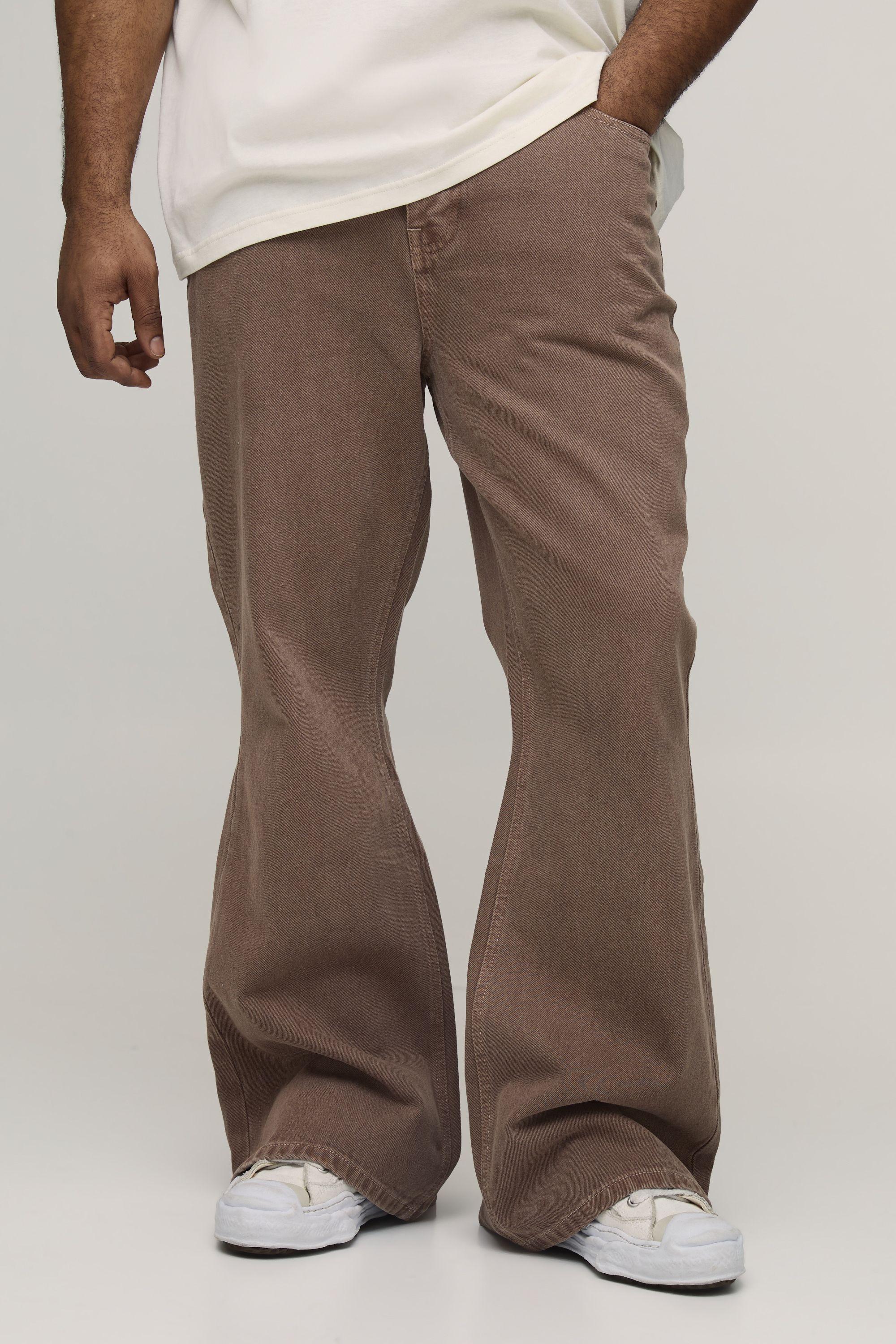 Plus Tinted Washed Extreme Flared Jeans by BOOHOOMAN