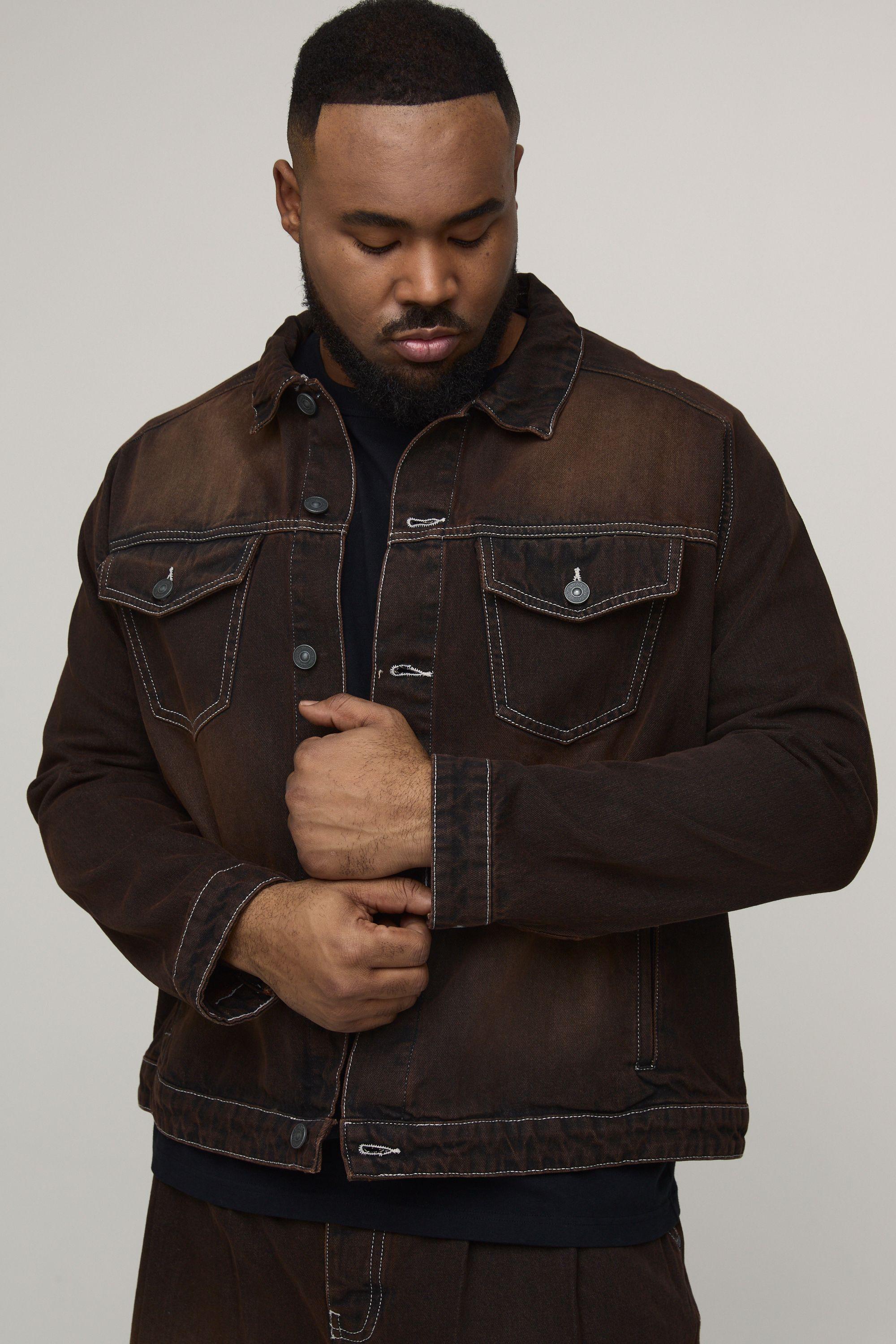 Plus Tinted Washed Regular Fit Denim Jacket by BOOHOOMAN