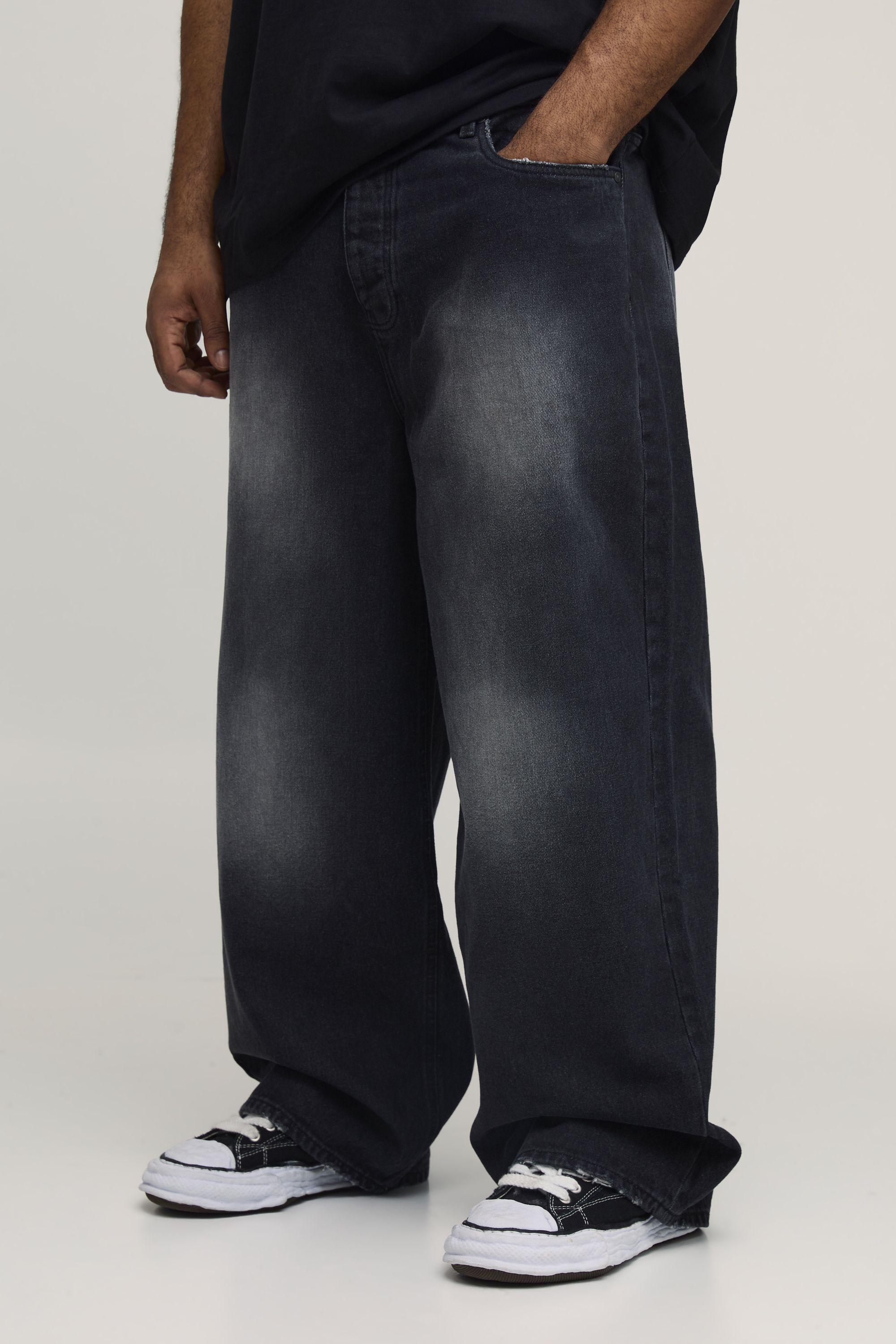 Plus Tinted Washed Relaxed Fit Distressed Jeans by BOOHOOMAN