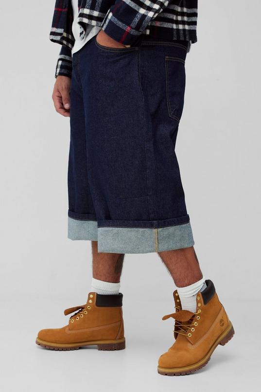 Plus Turn Up Parachute Denim Jorts by BOOHOOMAN