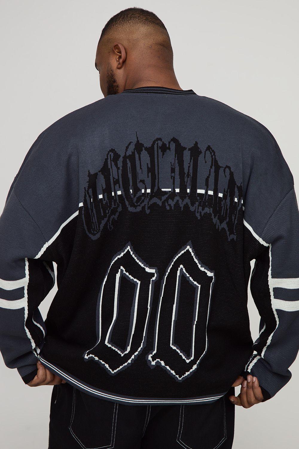 Plus Varsity Knitted Hockey Top by BOOHOOMAN