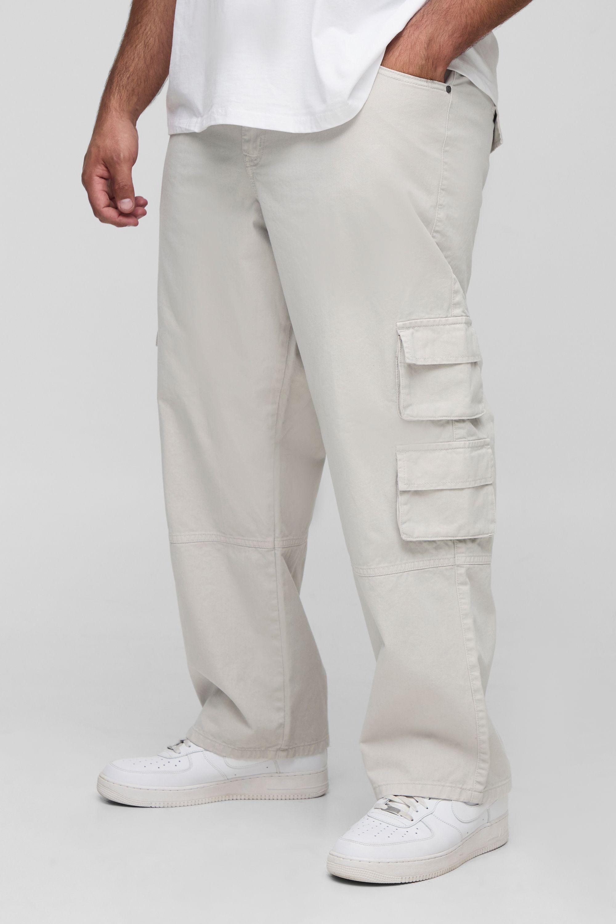 Plus Washed Relaxed Fit Multi Cargo Pocket Trousers by BOOHOOMAN