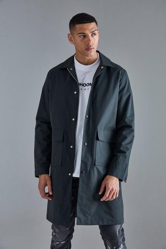 Pocket Detail Mid Length Mac by BOOHOOMAN