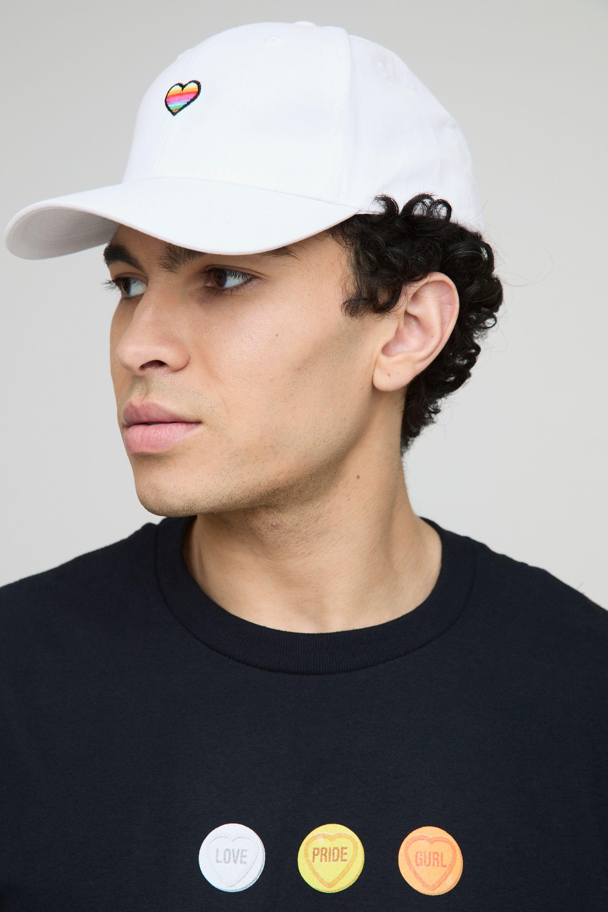 Rainbow Heart Embroidered Pride Cap by BOOHOOMAN