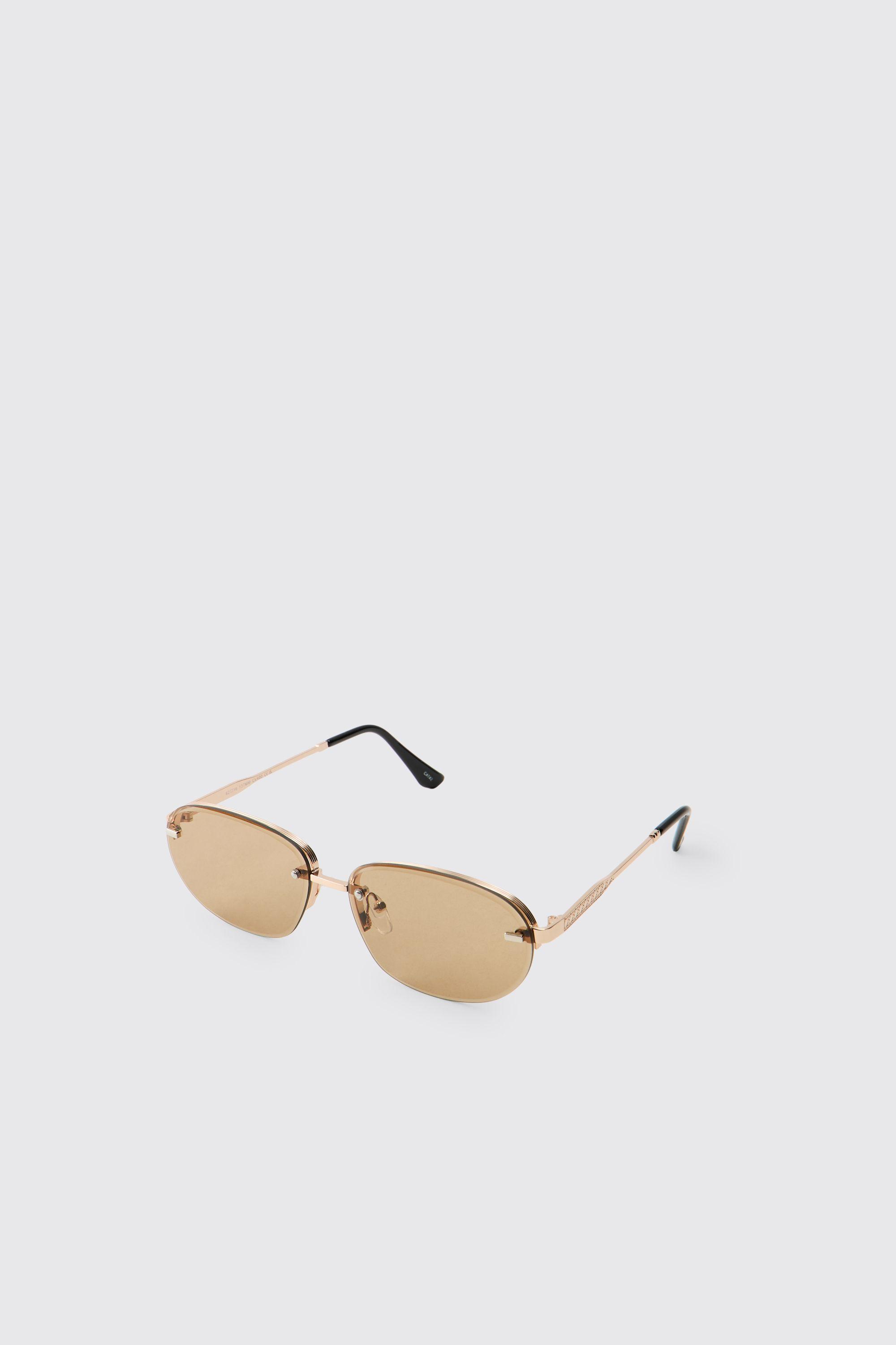 Rectangular Rimless Tinted Sunglasses by BOOHOOMAN