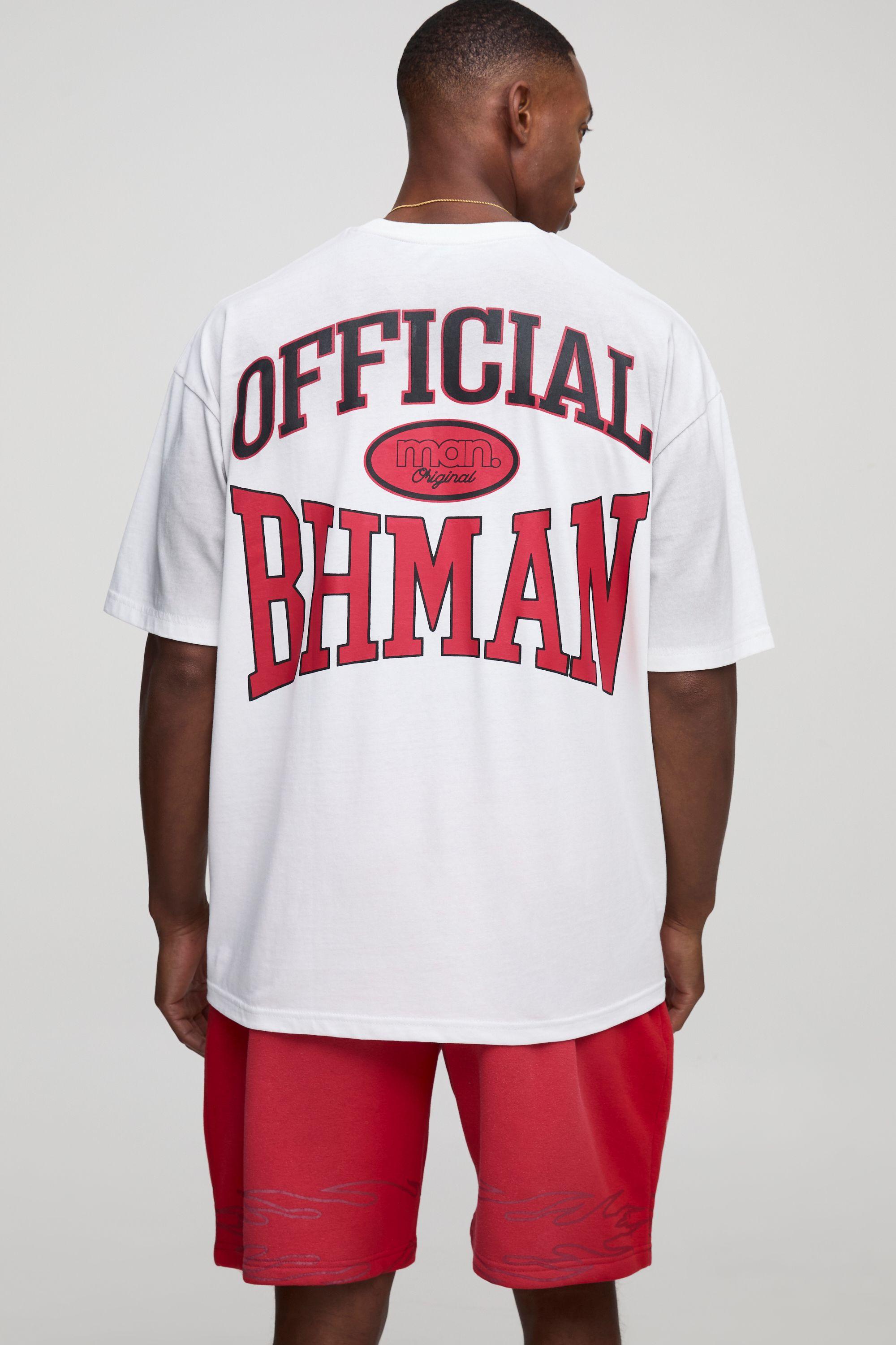 Red Oversized Spray Wash T-Shirt And Relaxed Jersey Shorts by BOOHOOMAN