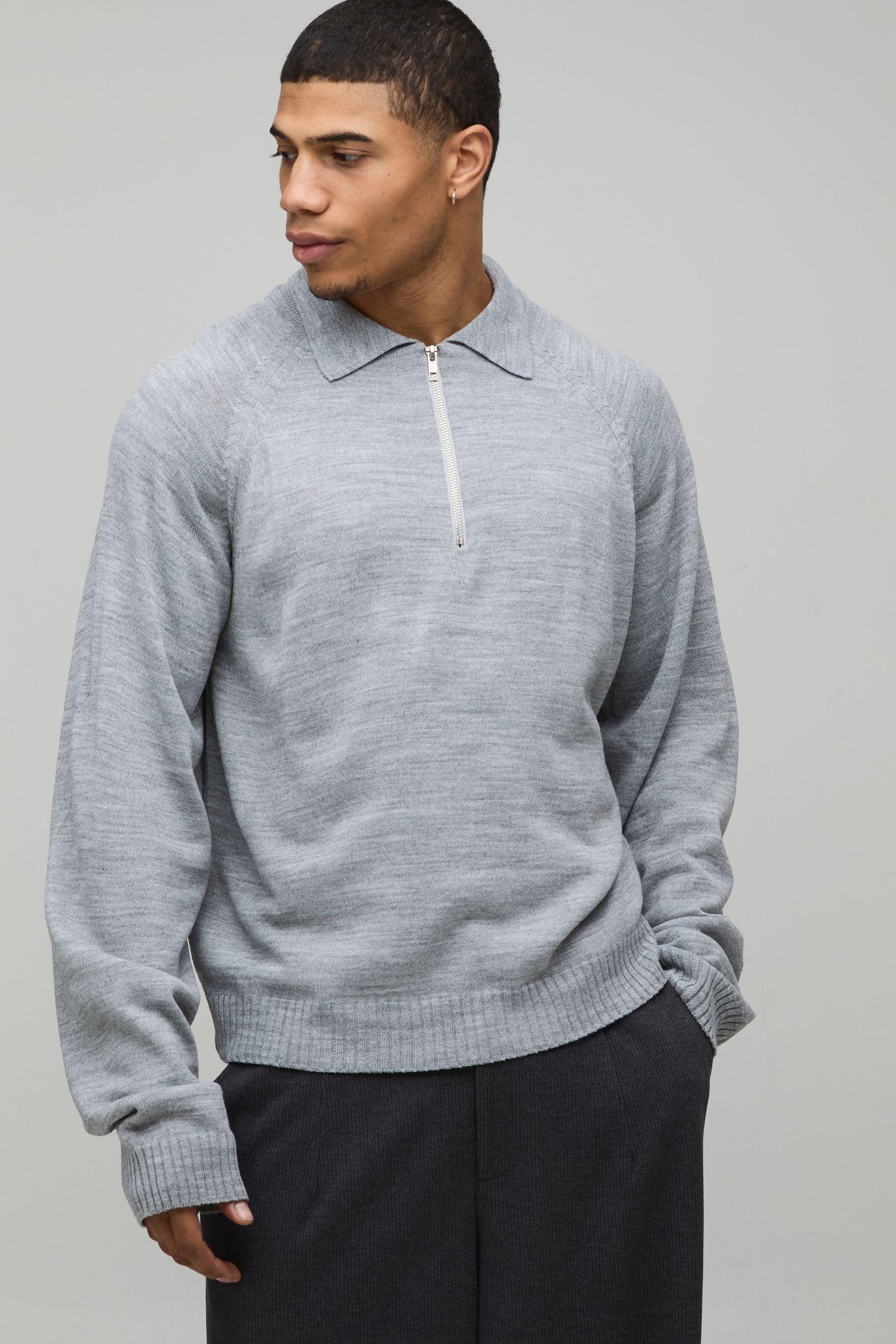 Regular 1/4 Zip Knitted Polo by BOOHOOMAN