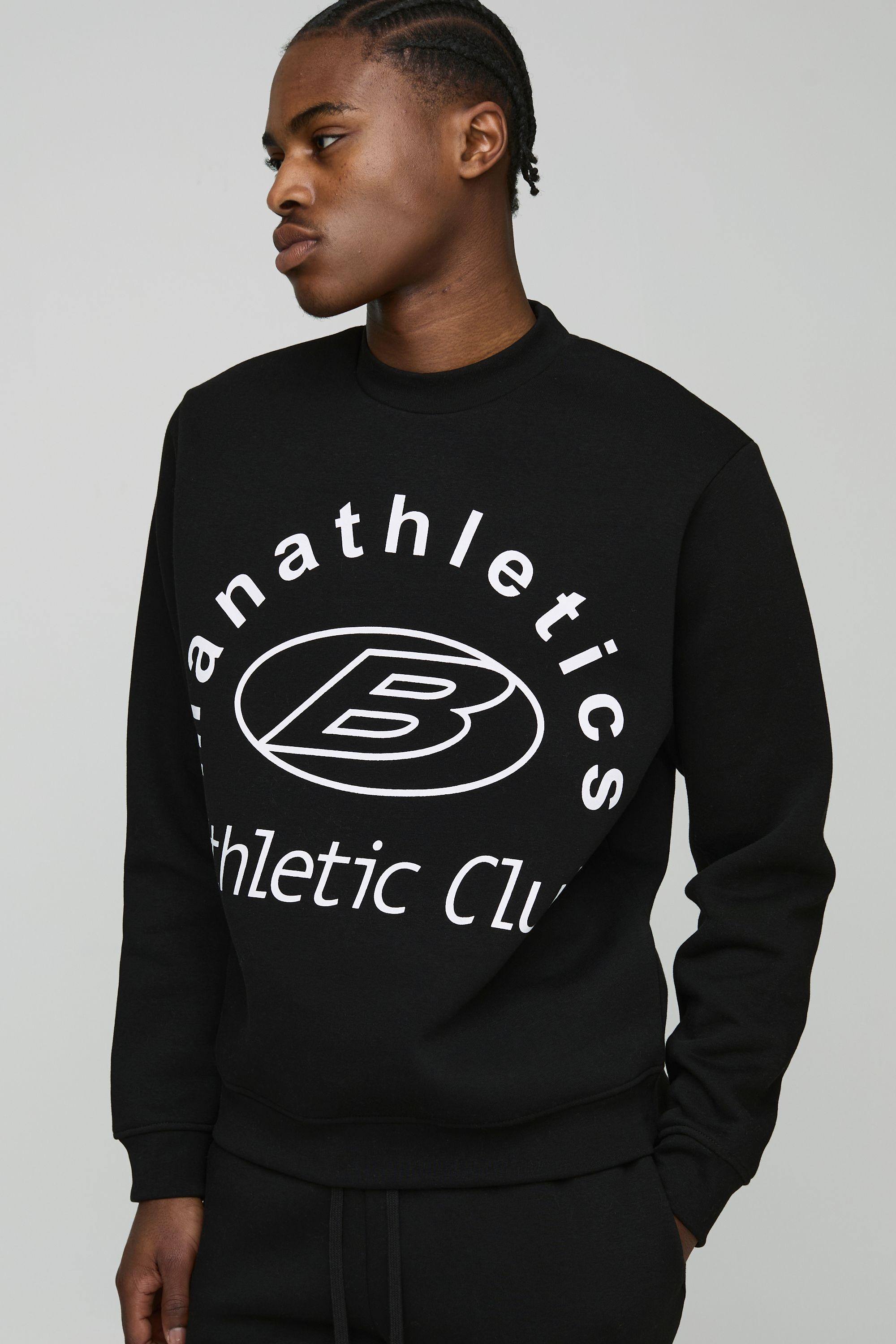 Regular Athletic Club Printed Extended Neck Sweatshirt by BOOHOOMAN