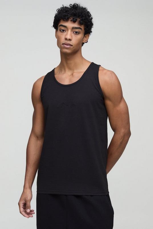 Regular Fit BM Signature Embroidered Basic Vest by BOOHOOMAN Regular Fit BM Signature Embroidered Basic Vest by BOOHOOMAN