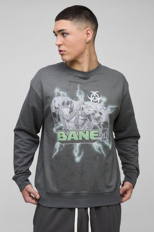 Regular Fit Bane License Print Sweatshirt by BOOHOOMAN