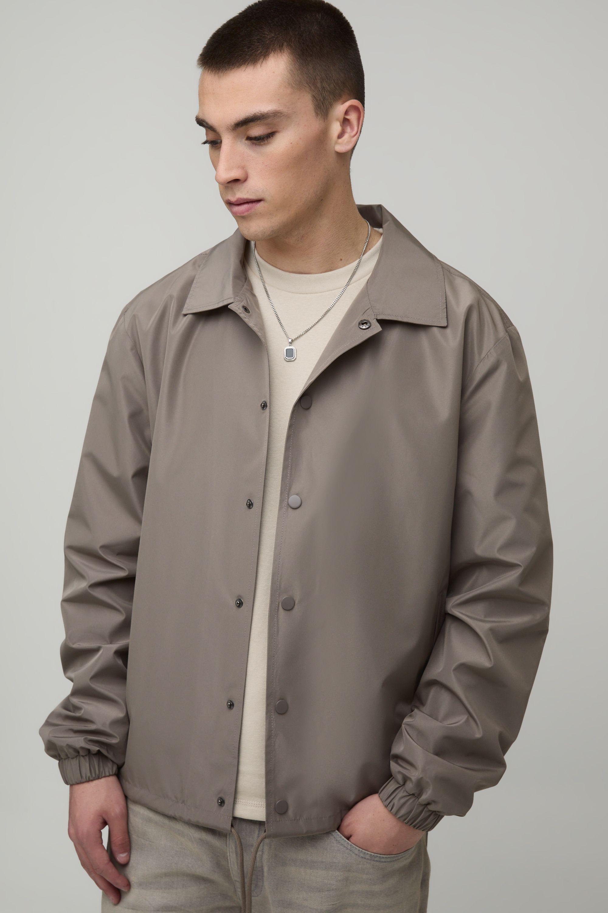 Regular Fit Collared Coach Jacket by BOOHOOMAN