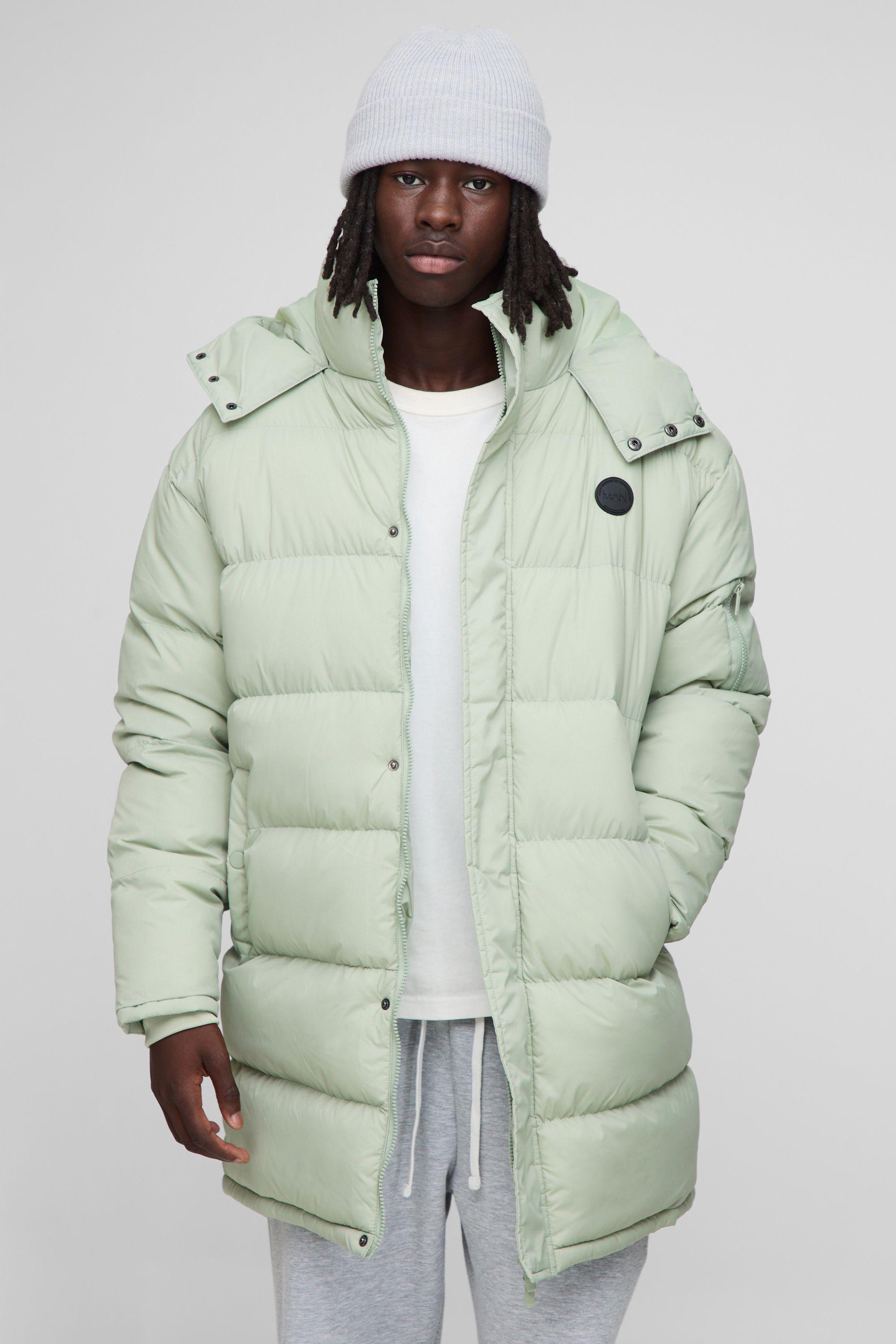 Regular Fit Hooded Longline Puffer Jacket by BOOHOOMAN