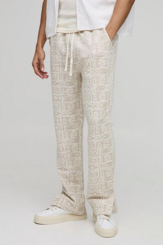 Regular Fit Jacquard Aztec Split Hem Jogger by BOOHOOMAN