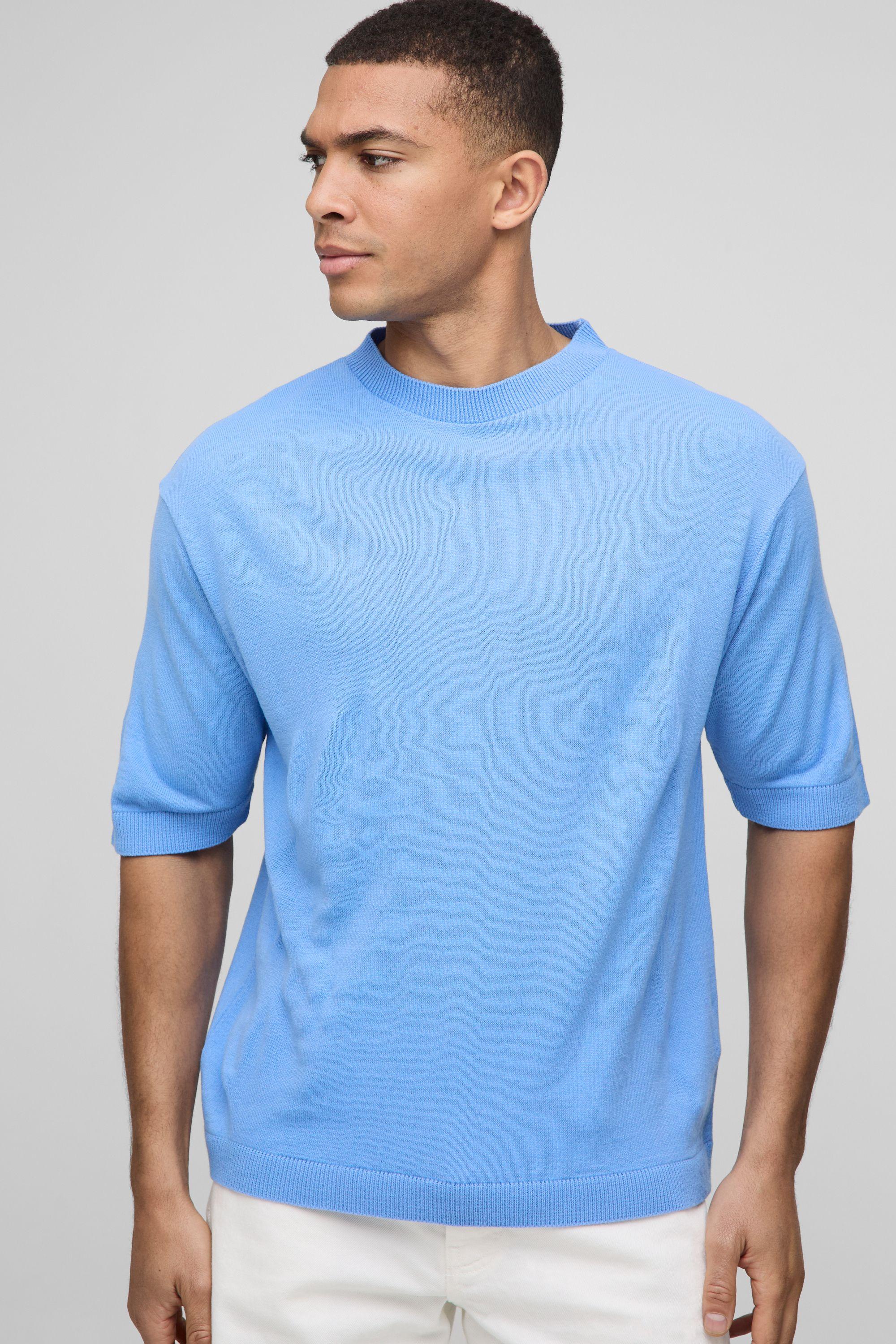 Regular Fit Lightweight Knitted T-Shirt by BOOHOOMAN