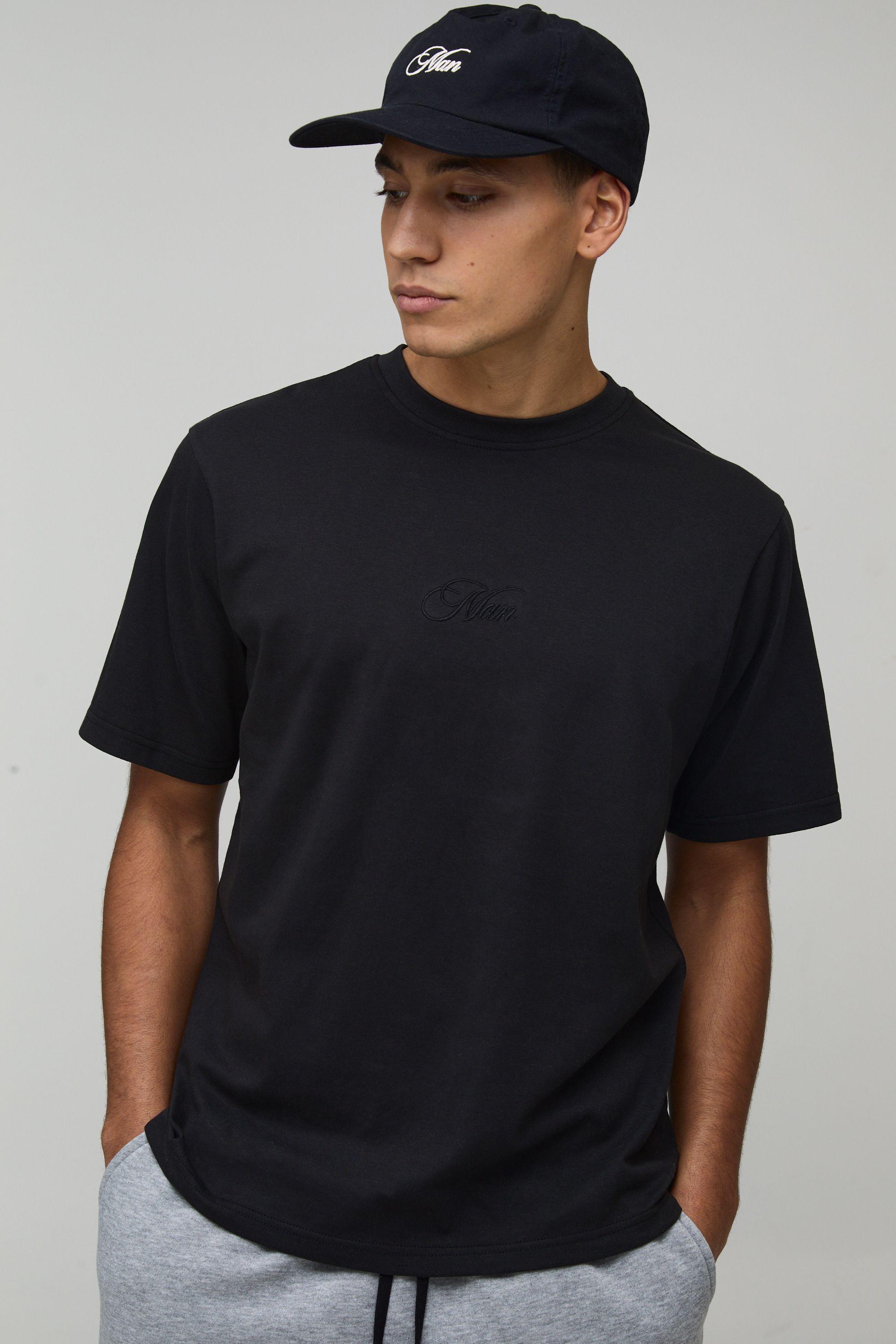Regular Fit Man Script Embroidered T-Shirt by BOOHOOMAN